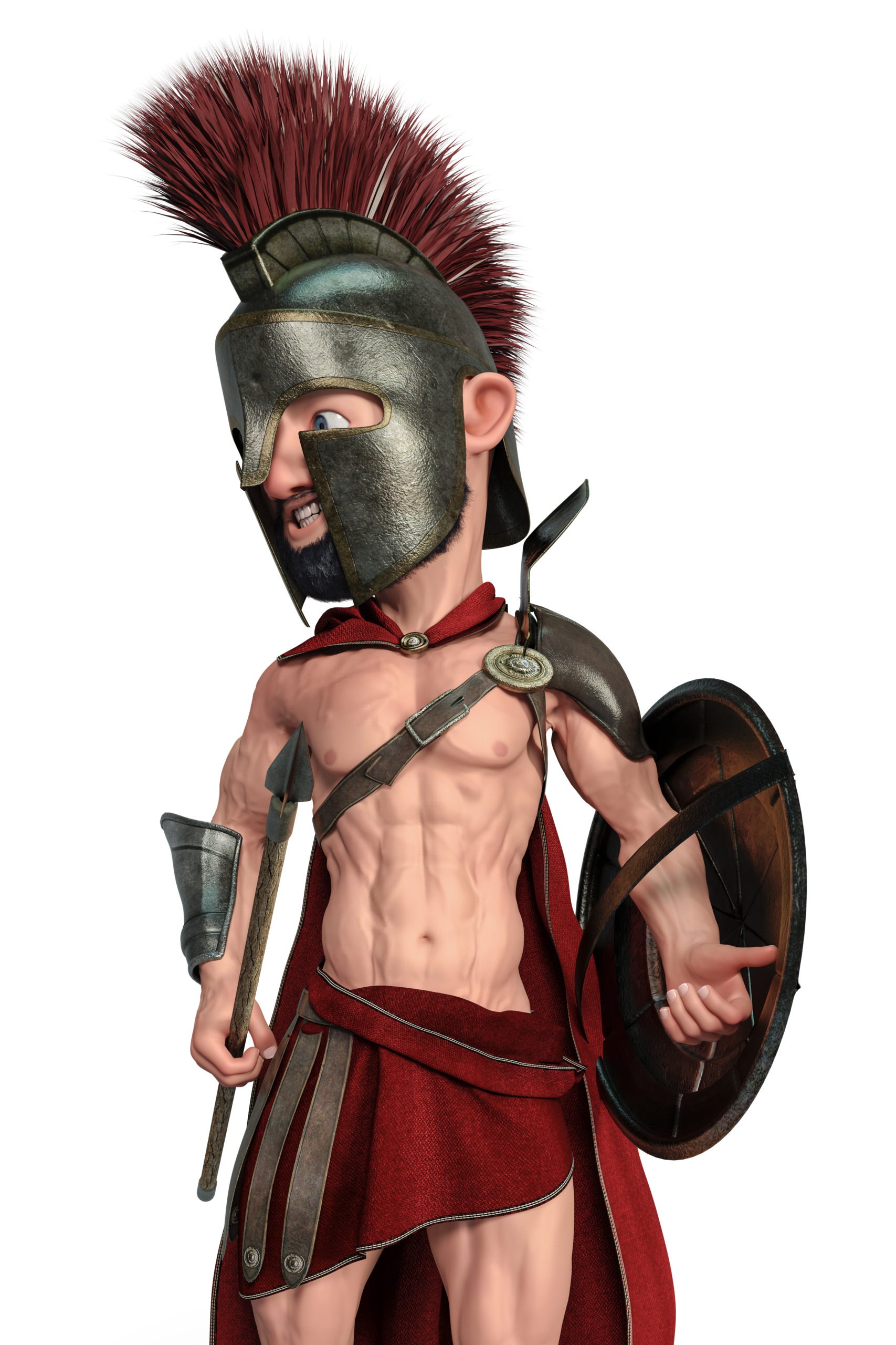 spartan warrior cartoon in a white background