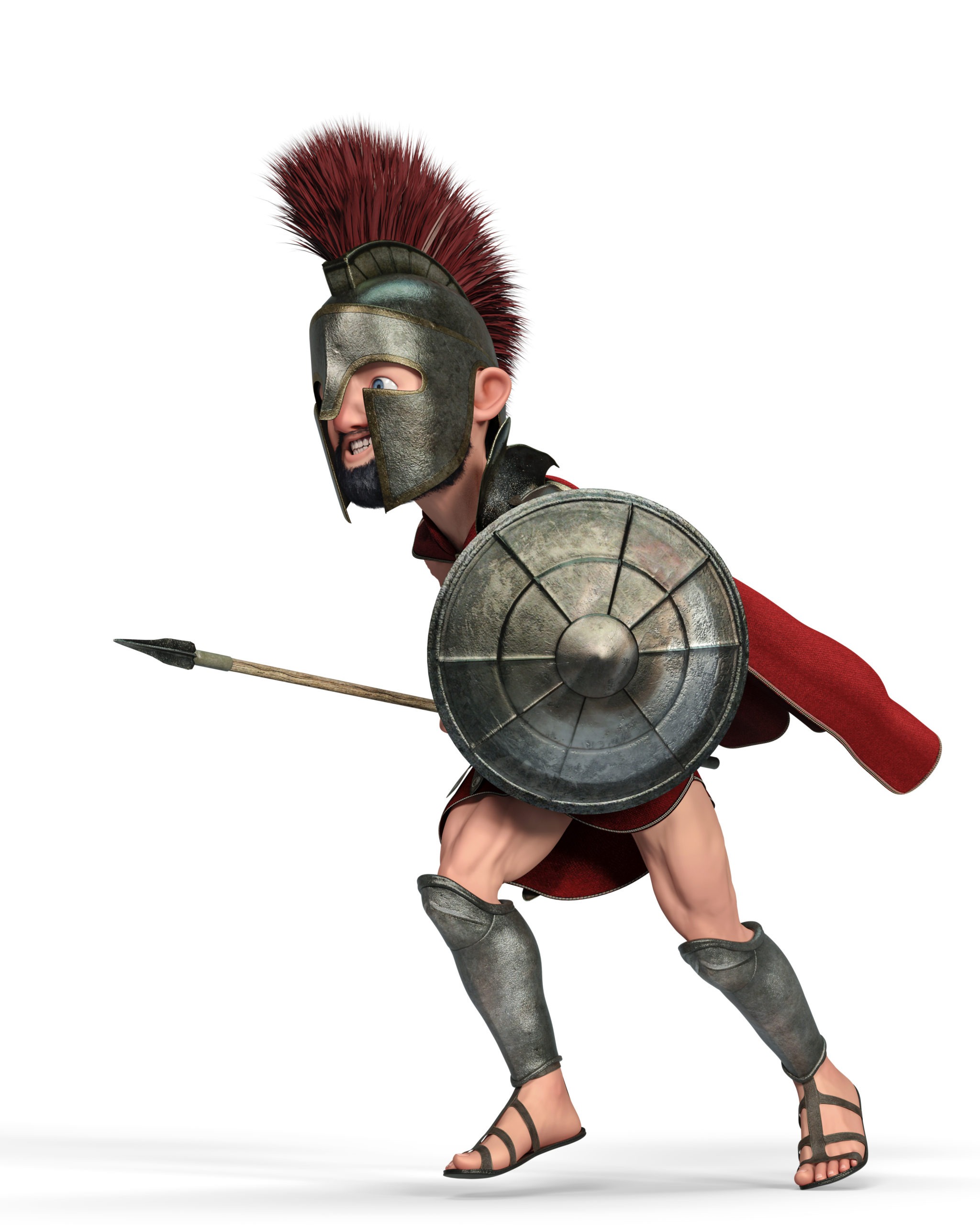 spartan warrior cartoon in a white background