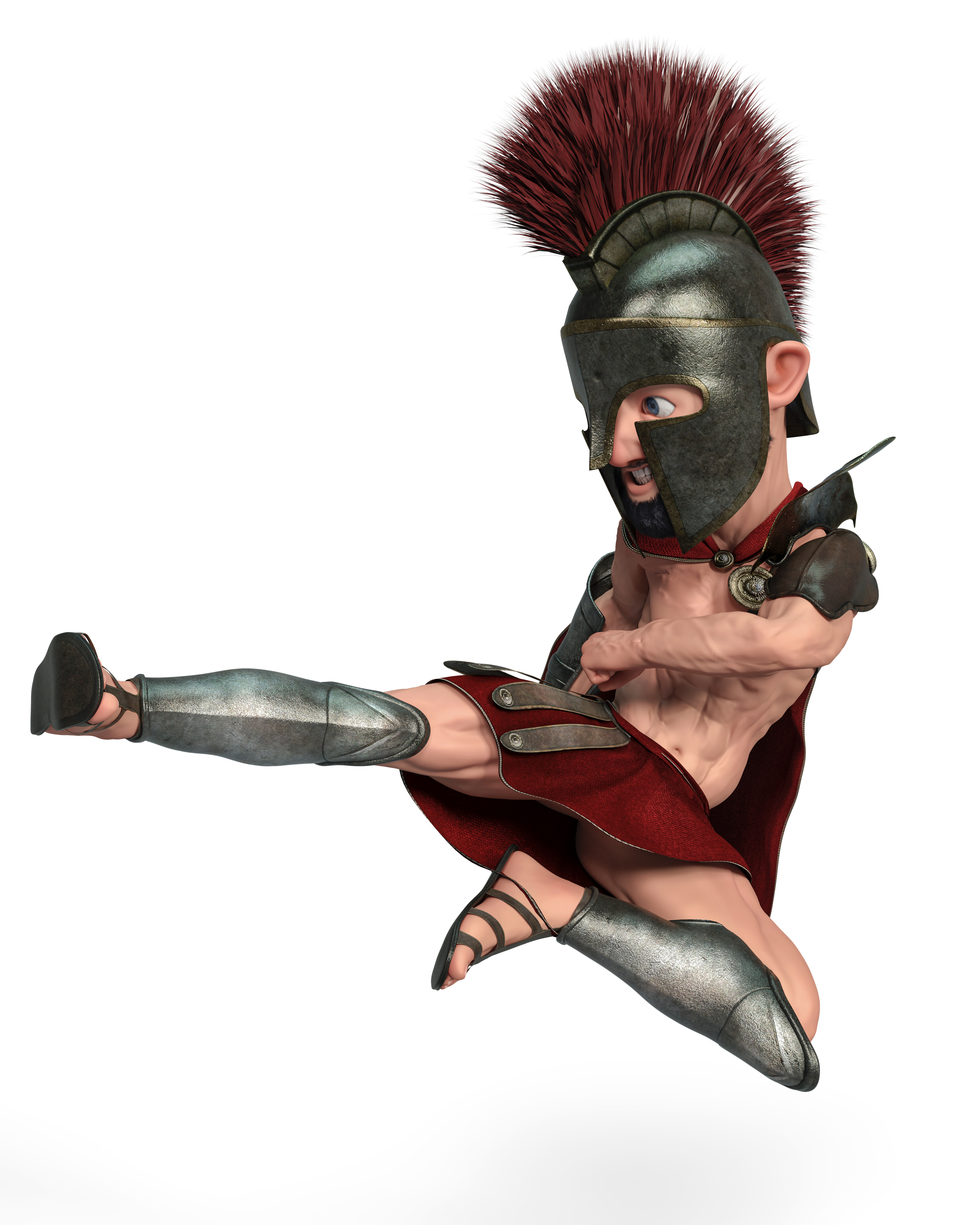 spartan warrior cartoon in a white background