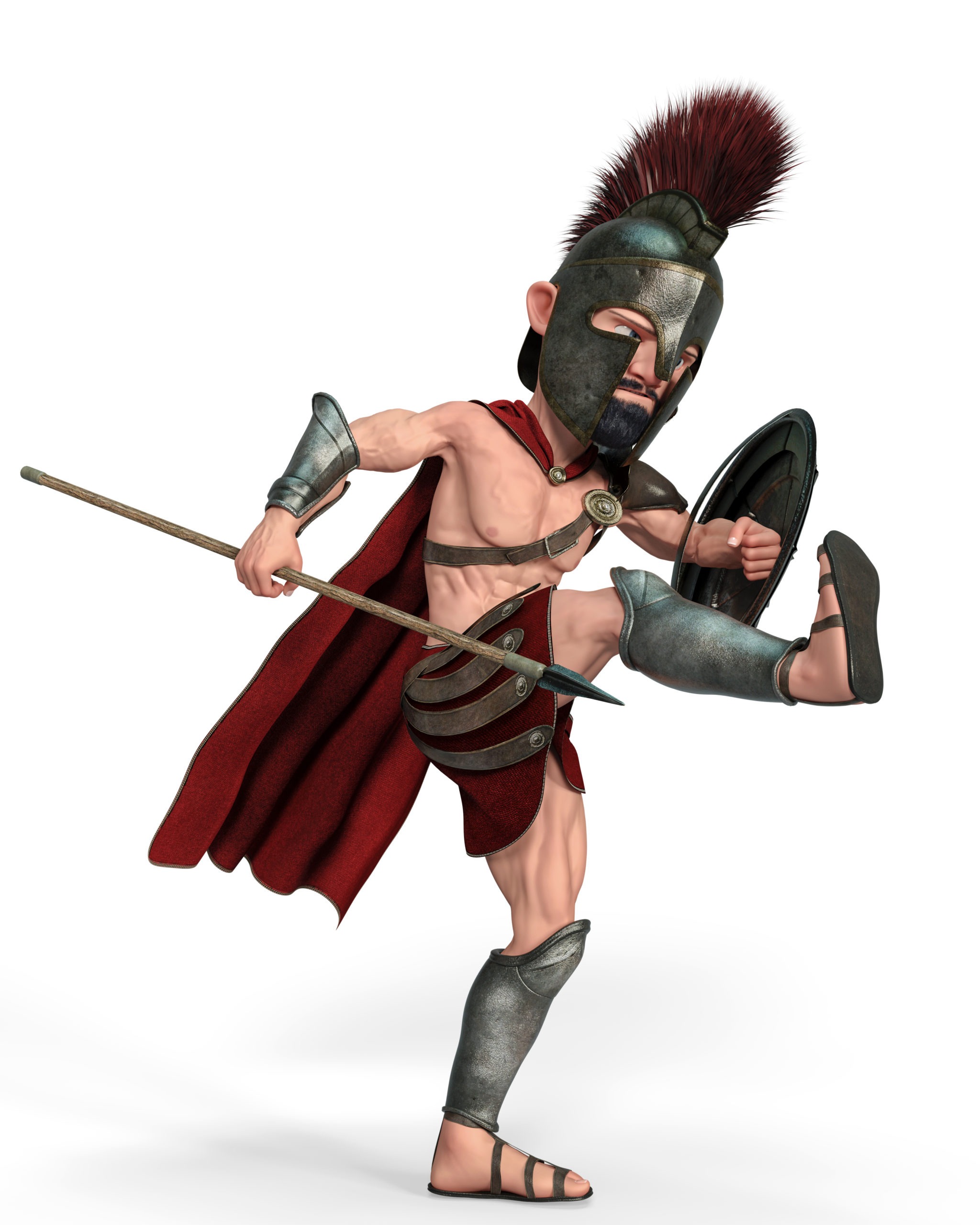 spartan warrior cartoon in a white background